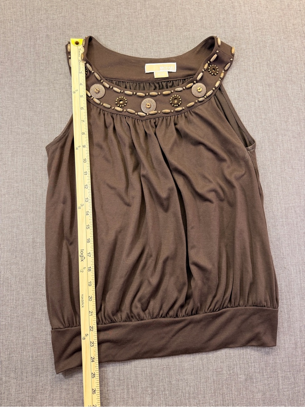 Michael Kors Brown Embellished Sleeveless Top Size Medium - Picture 3 of 7